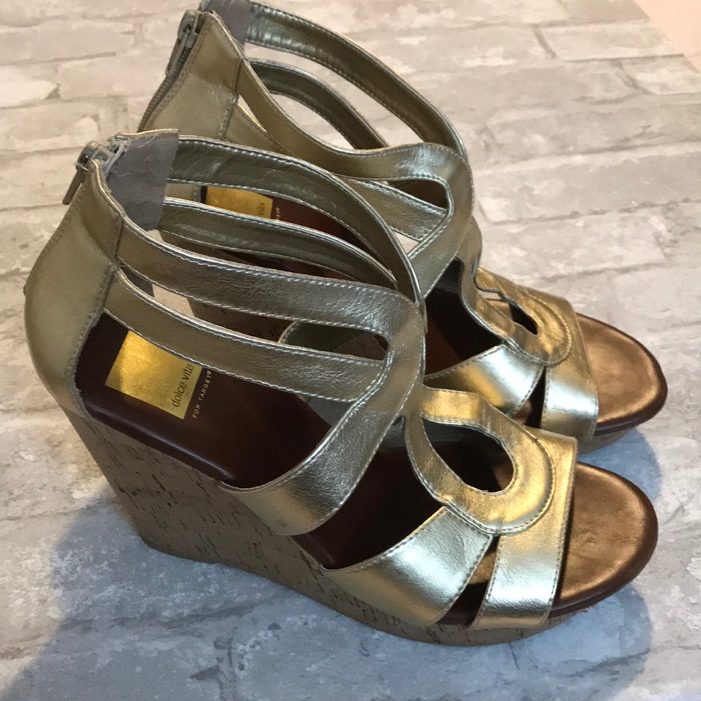 Dolce Vita gold wedges